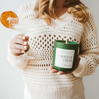Holiday Cheer Soy Candle - Green Matte Jar - 15 oz