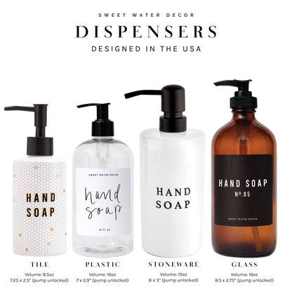 15oz White Stoneware Hand Soap Dispenser