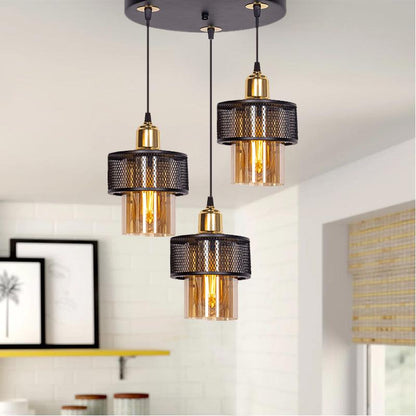 MADEIRA | Black and Gold Three Lamp Pendant - Disselt Designs