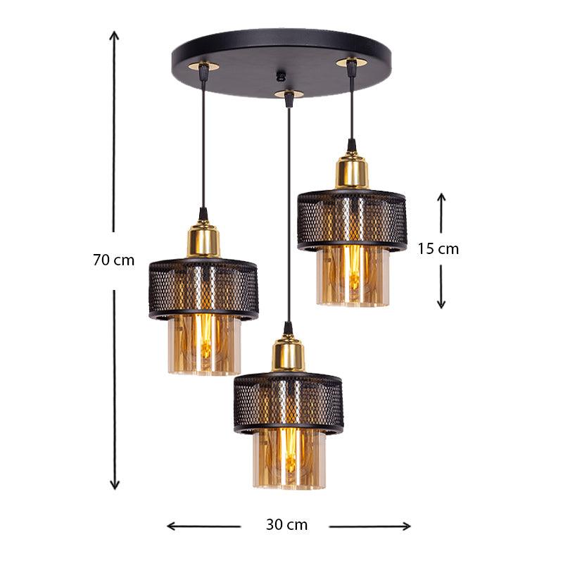 MADEIRA | Black and Gold Three Lamp Pendant - Disselt Designs