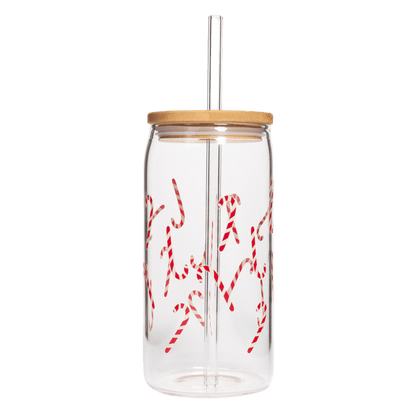 Candy Cane Can Glass - 17 oz