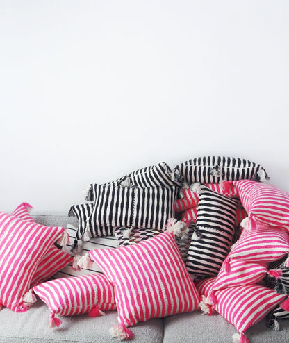 Antigua Pillow - Black and Natural Ivory