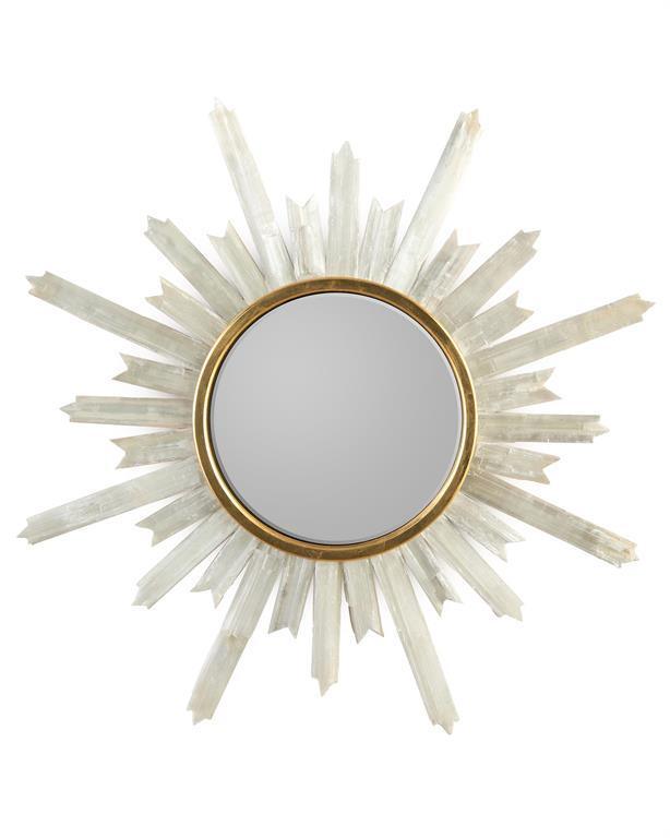 SOL | Gold and Selenite Round Mirror - Disselt Designs