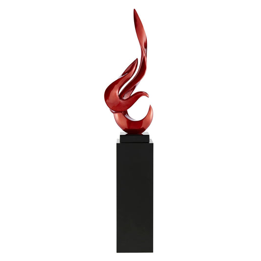 Flame Floor Sculpture 65" Tall // Metallic Red With Black Stand - Disselt Designs