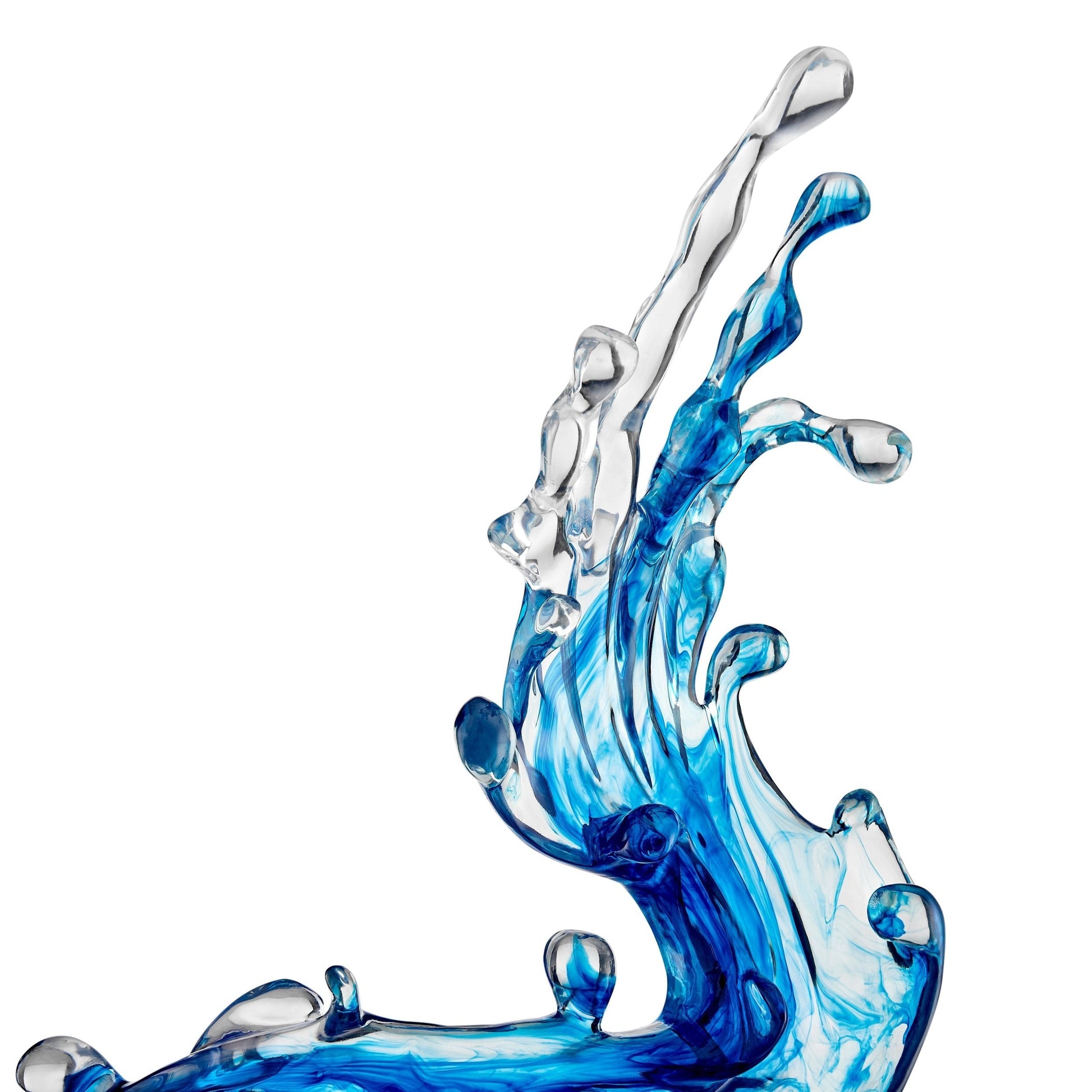 Ocean Blue Cortes Bay Wave Floor Sculpture with Black Stand, 57" Tall - Disselt Designs