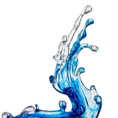 Ocean Blue Cortes Bay Wave Floor Sculpture with Black Stand, 57" Tall - Disselt Designs
