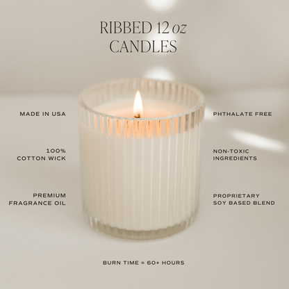 Cozy Season Fluted Soy Candle - Ribbed Glass Jar - 12 oz