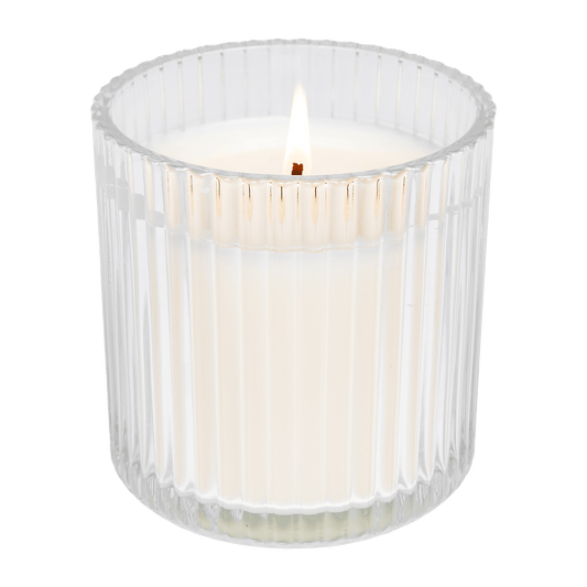 Hello Fall Fluted Soy Candle - Ribbed Glass Jar - 12 oz