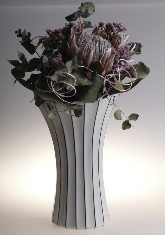 MILICA WHITE | Retro Style Porcelain Flower Vase 12” - Disselt Designs