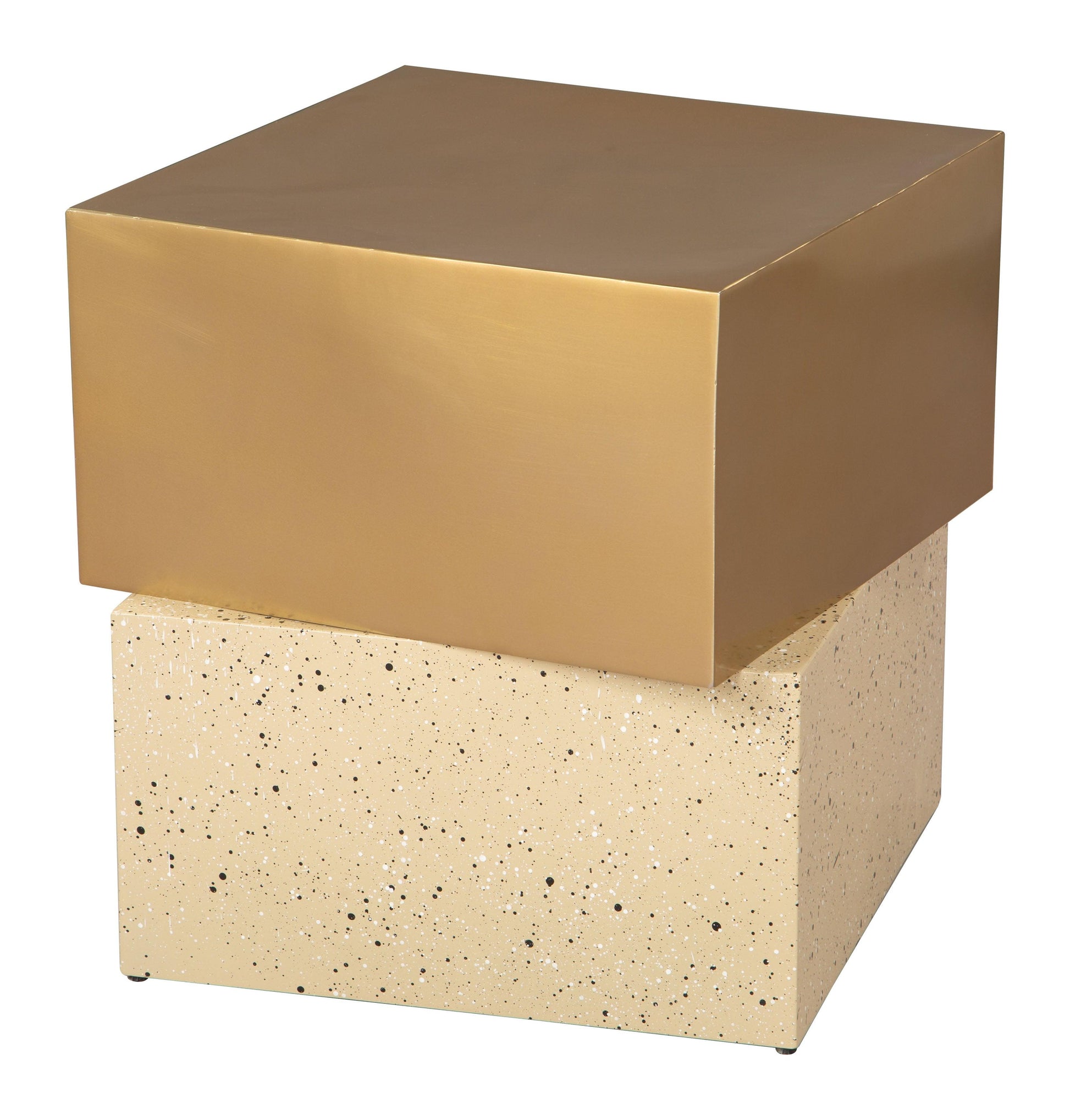 Cinza Side Table Gold & Beige - Disselt Designs