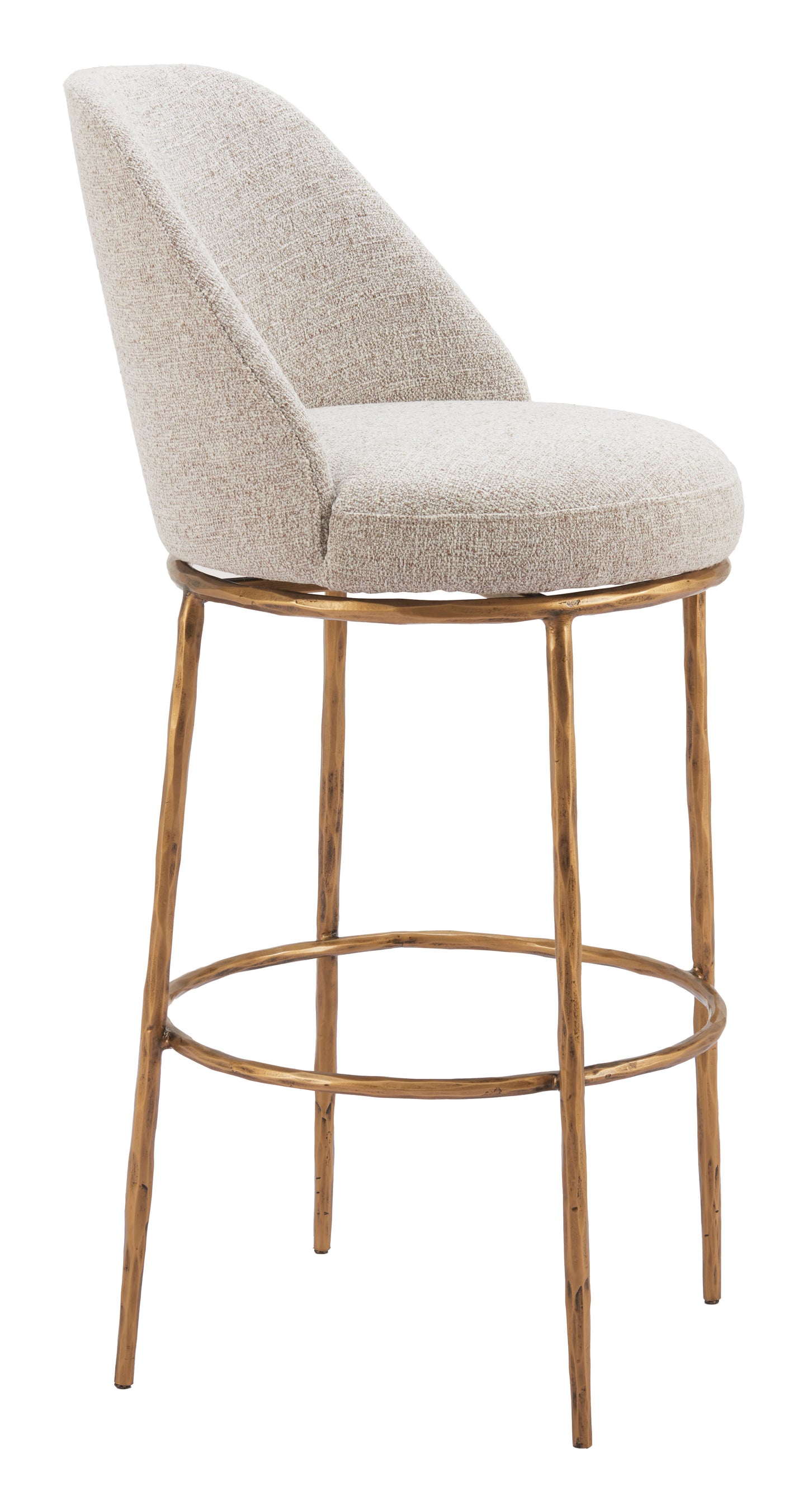 Nordhavn Swivel Barstool Beige & Gold - Disselt Designs