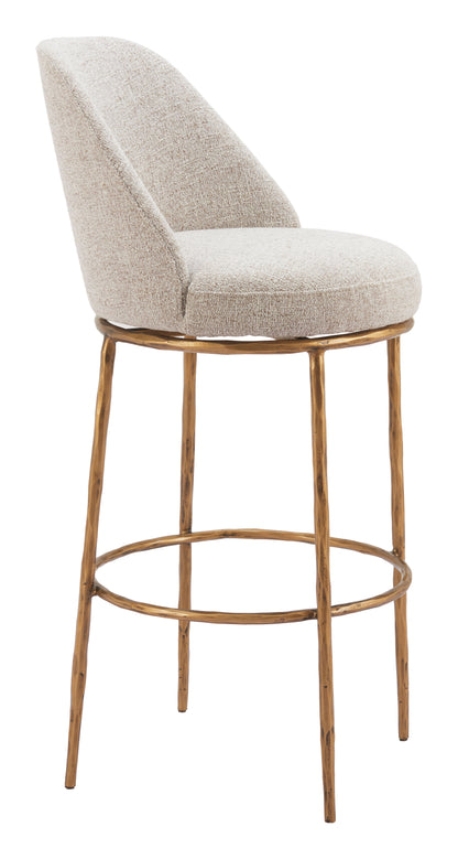 Nordhavn Swivel Barstool Beige & Gold - Disselt Designs