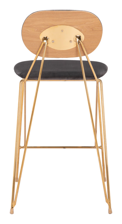 Georges Counter Stool (Set of 2) Gray & Gold - Disselt Designs