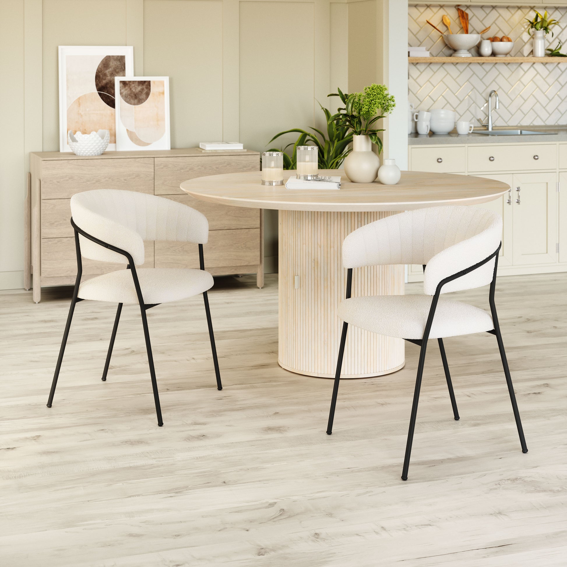 Josephine Dining Chair (Set of 2) Cream - Disselt Designs
