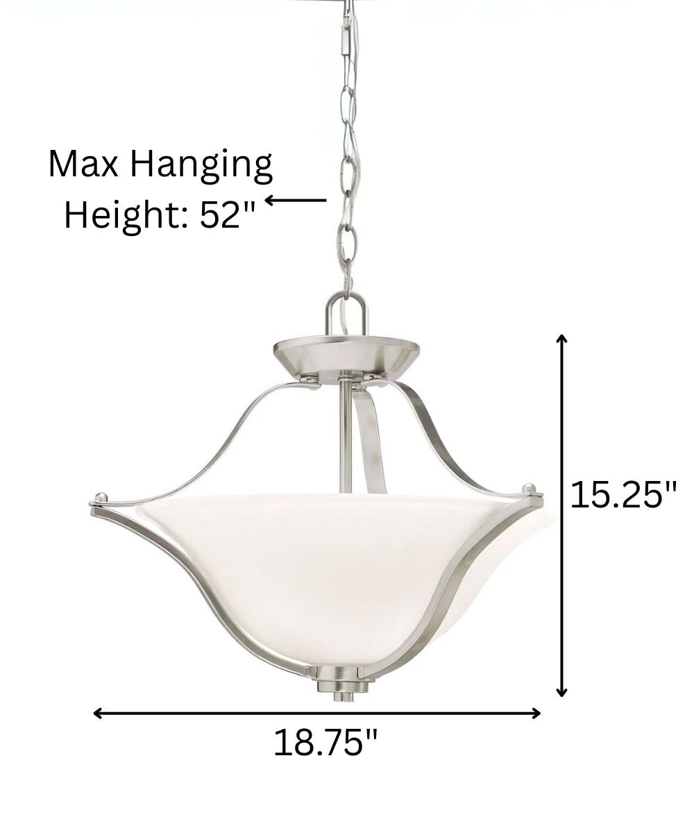 Langford 19"W 2-Light Brushed Nickel Pendant/Semi-Flush Mount Light by Kichler