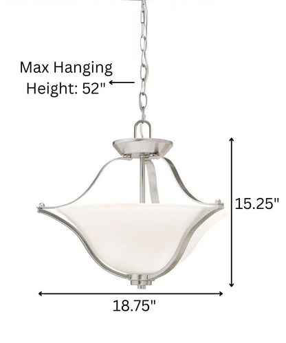 Langford 19"W 2-Light Brushed Nickel Pendant/Semi-Flush Mount Light by Kichler