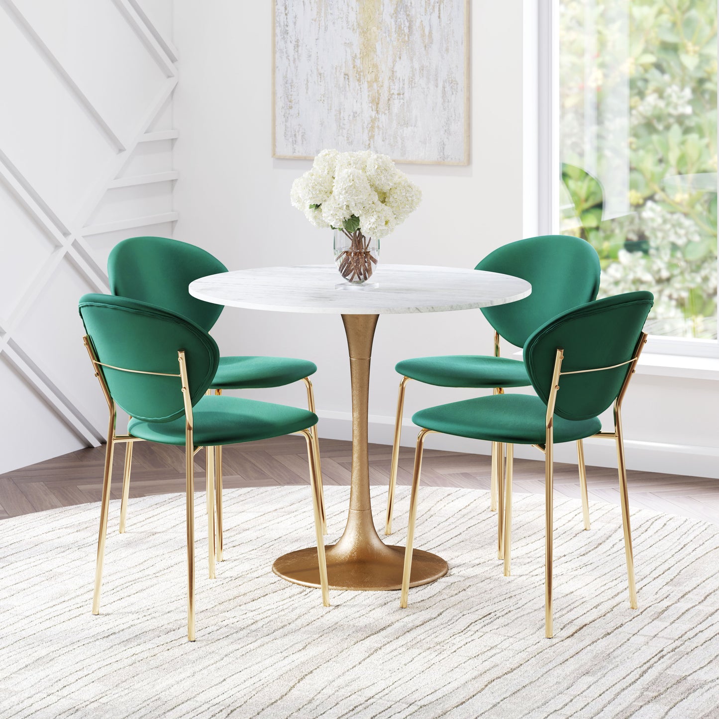 Fullerton Dining Table White & Gold - Disselt Designs
