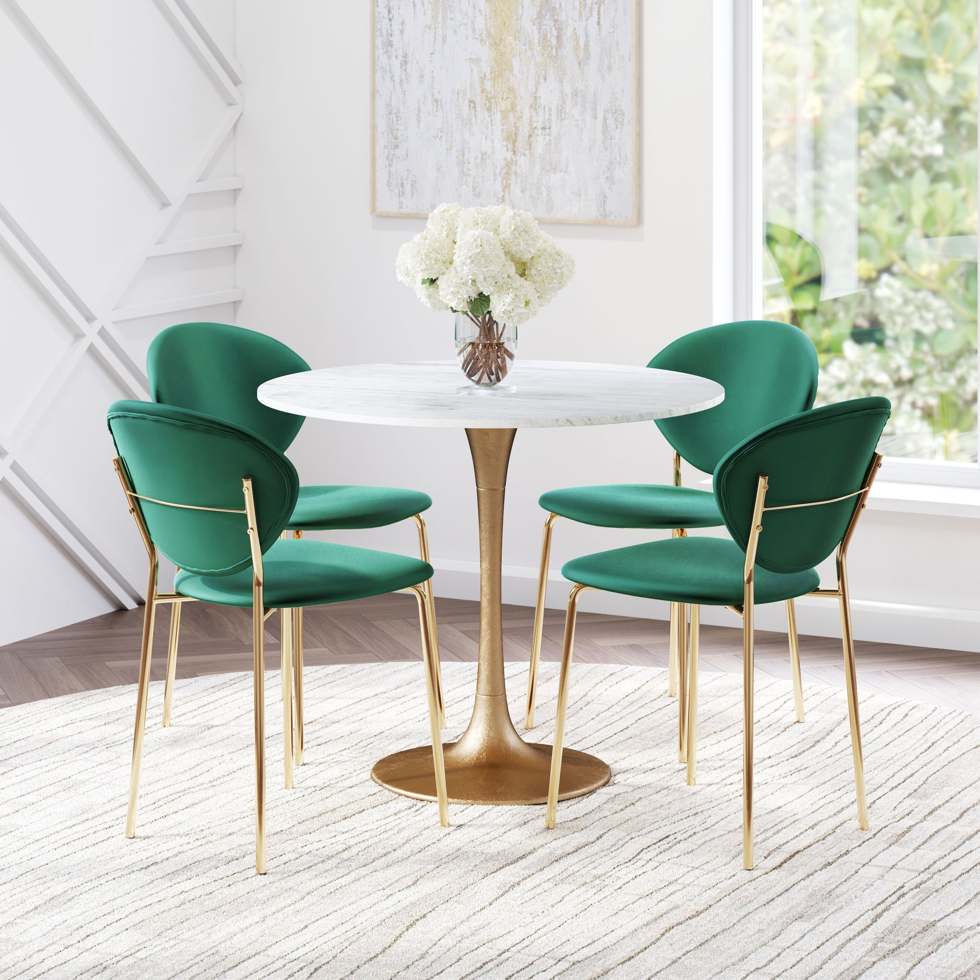 Fullerton Dining Table White & Gold - Disselt Designs