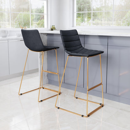 Adele Barstool (Set of 2) Black & Gold - Disselt Designs