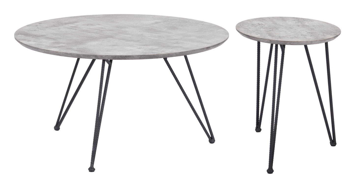 Kerris Coffee Table Set (2-Piece) Gray & Black - Disselt Designs