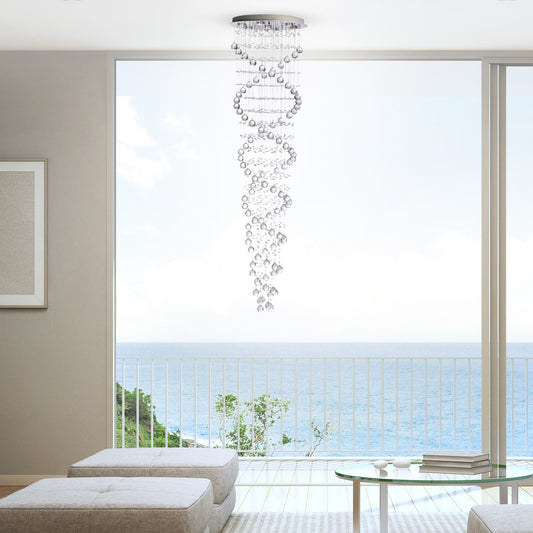 Crystal Chandelier Double Helix// 7 Light, 73" Hanging Length - Disselt Designs