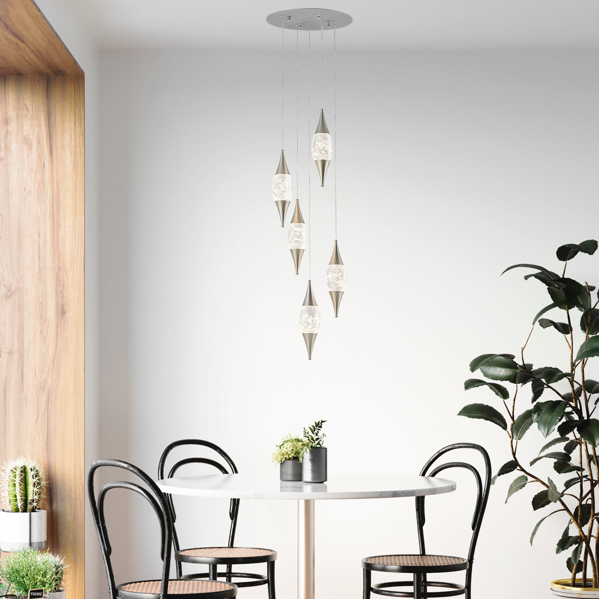 Shinny Teardrops Round Chandelier // Matte Nickel - Disselt Designs