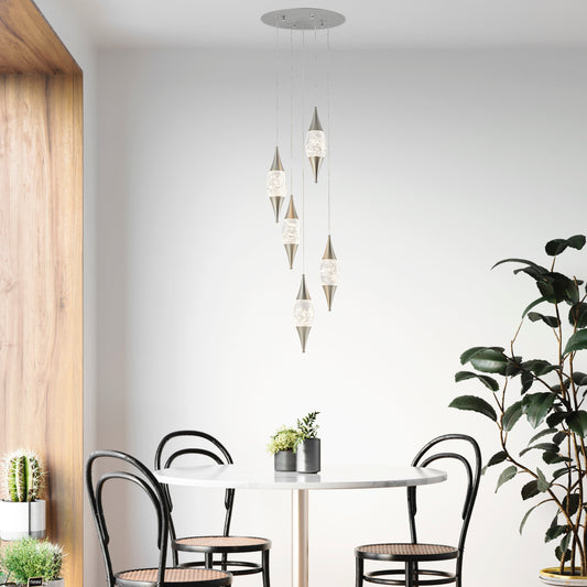 Shinny Teardrops Round Chandelier // Matte Nickel - Disselt Designs