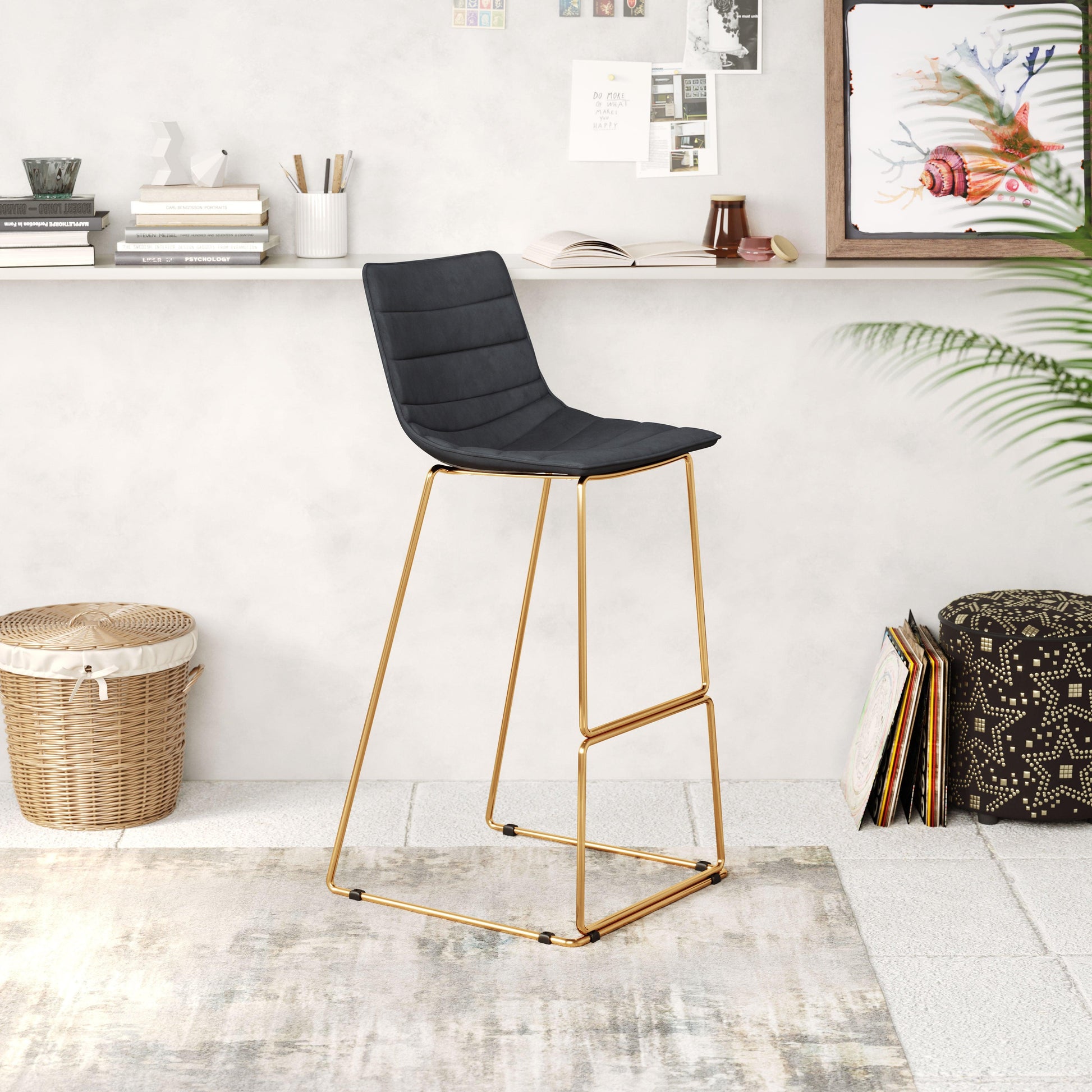 Adele Barstool (Set of 2) Black & Gold - Disselt Designs