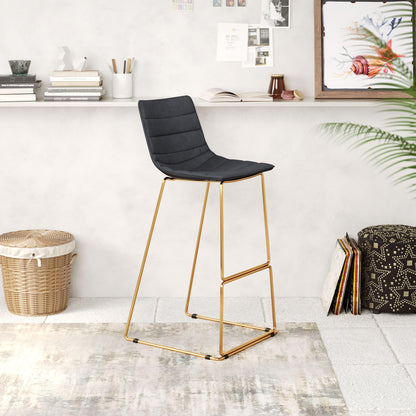 Adele Barstool (Set of 2) Black & Gold - Disselt Designs