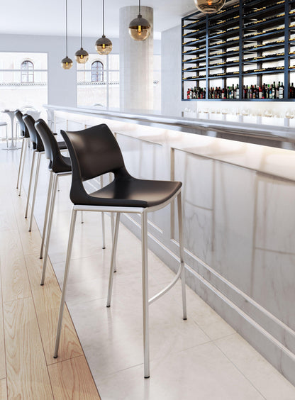 Ace Barstool (Set of 2) Black & Silver - Disselt Designs