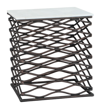 Duke Side Table White & Antique Bronze - Disselt Designs