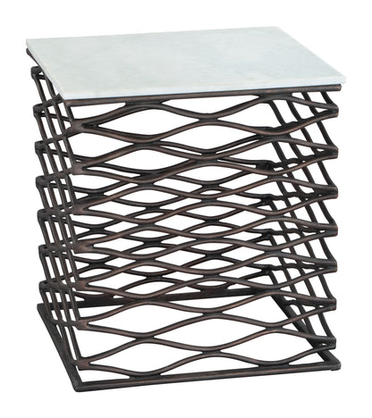 Duke Side Table White & Antique Bronze - Disselt Designs