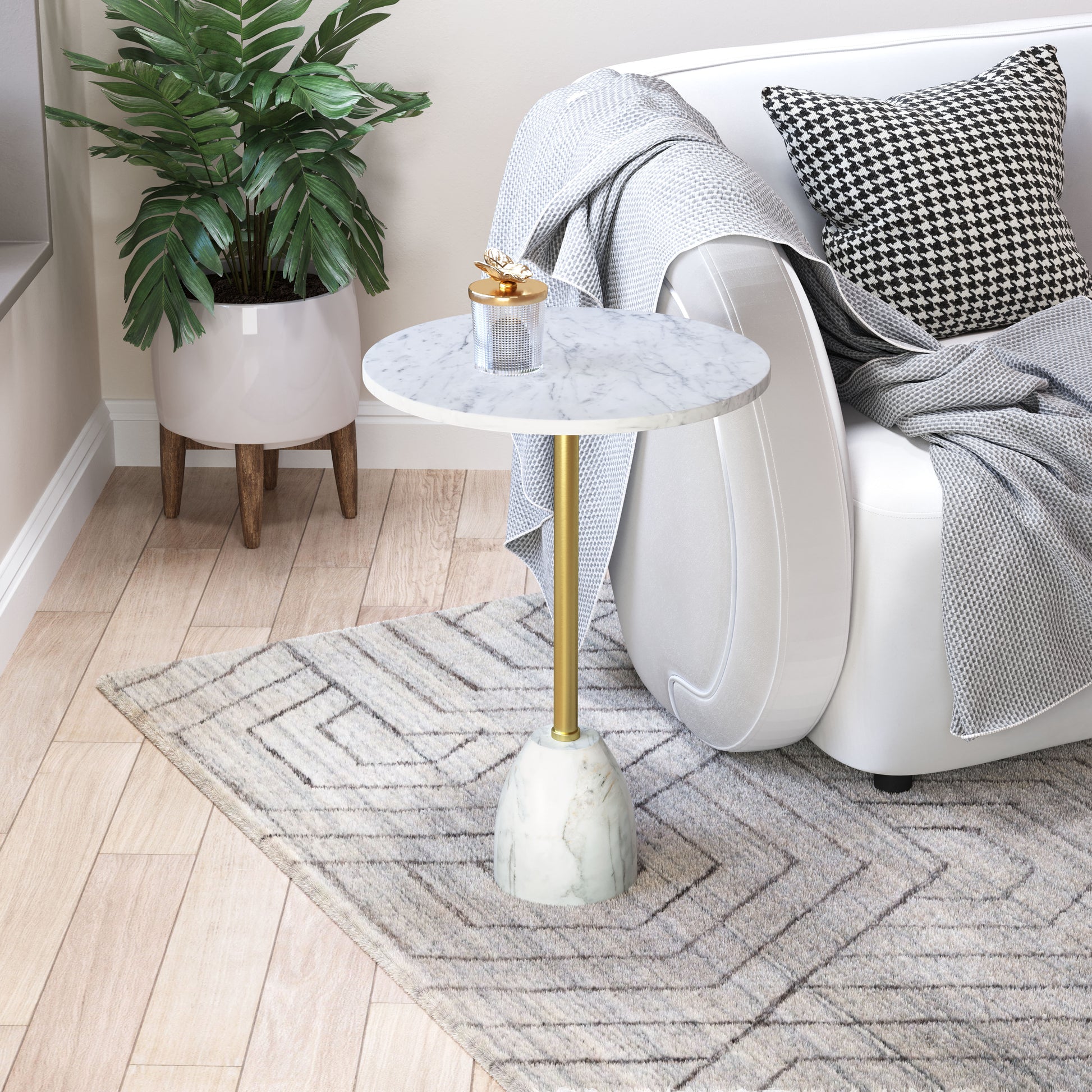 Cynthia Side Table White & Gold - Disselt Designs