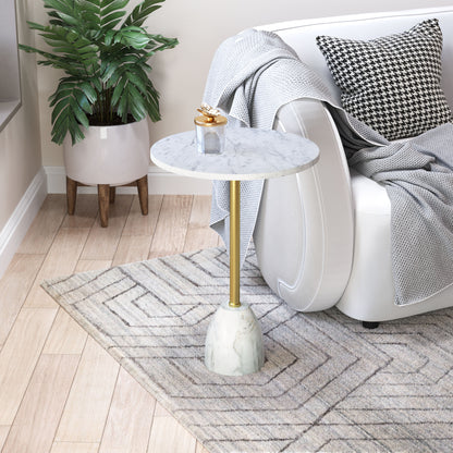 Cynthia Side Table White & Gold - Disselt Designs