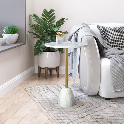Cynthia Side Table White & Gold - Disselt Designs