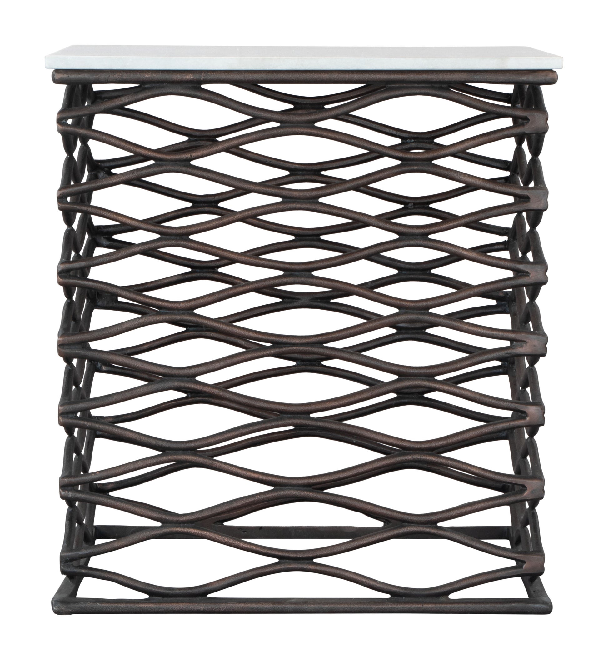 Duke Side Table White & Antique Bronze - Disselt Designs