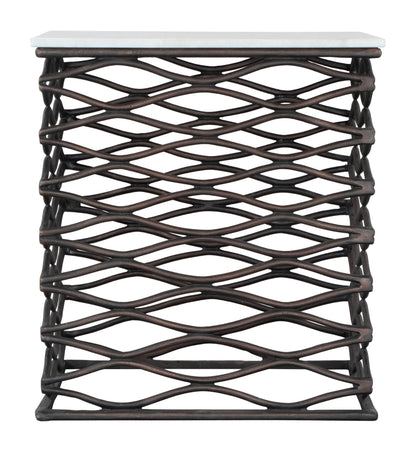 Duke Side Table White & Antique Bronze - Disselt Designs