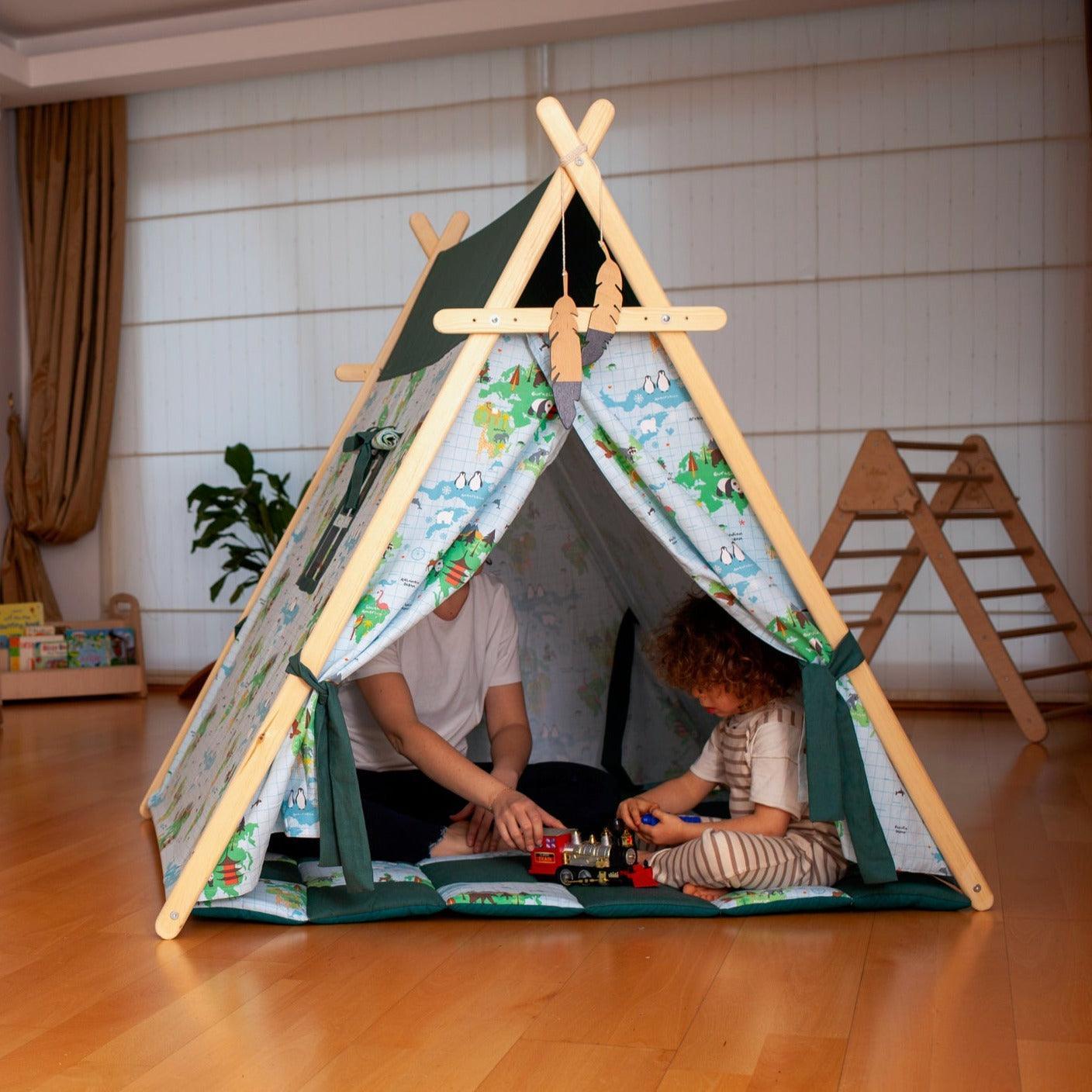 KIDS WORLD | World Map Play Tent and Play Mat - Disselt Designs