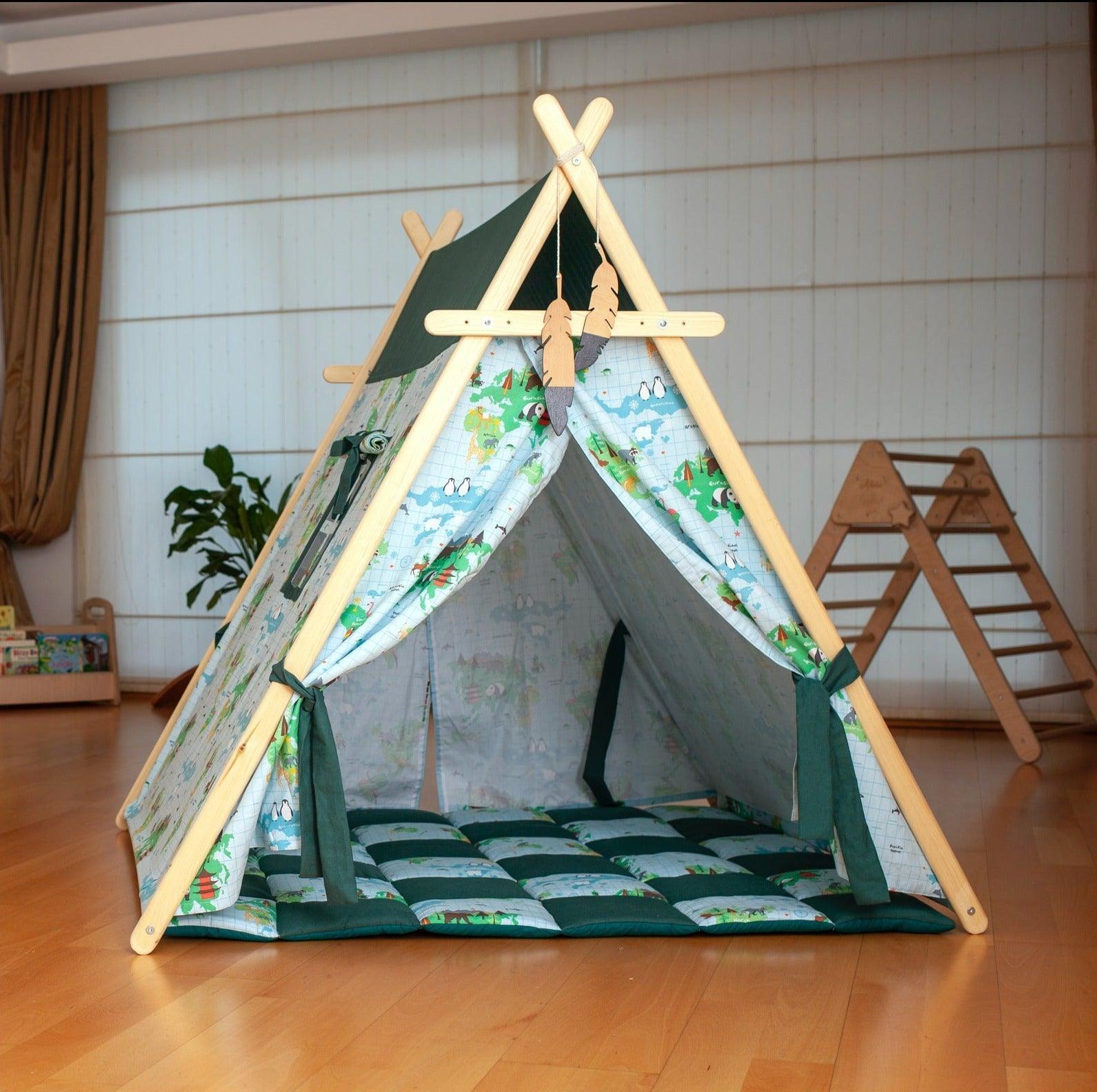 KIDS WORLD | World Map Play Tent and Play Mat - Disselt Designs