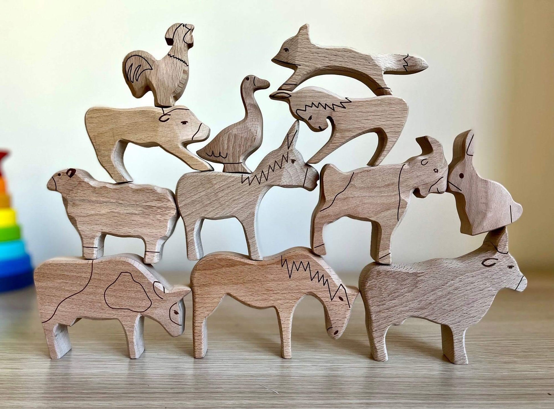 KIDS FARM | 12-Piece Wooden Farm Animals Set - Disselt Designs