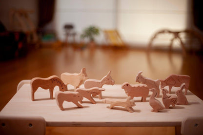 KIDS FARM | 12-Piece Wooden Farm Animals Set - Disselt Designs