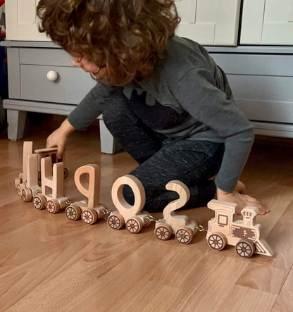 KIDS TRAIN | Wooden Letter Train Puzzle for Kids - Disselt Designs