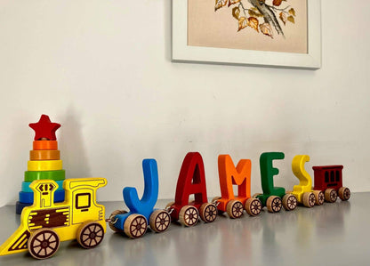 KIDS TRAIN | Wooden Letter Train Puzzle for Kids - Disselt Designs