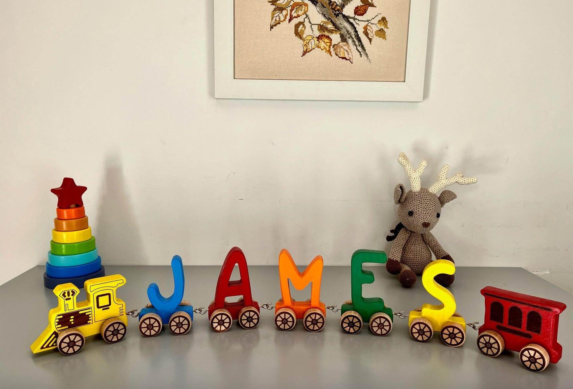 KIDS TRAIN | Wooden Letter Train Puzzle for Kids - Disselt Designs