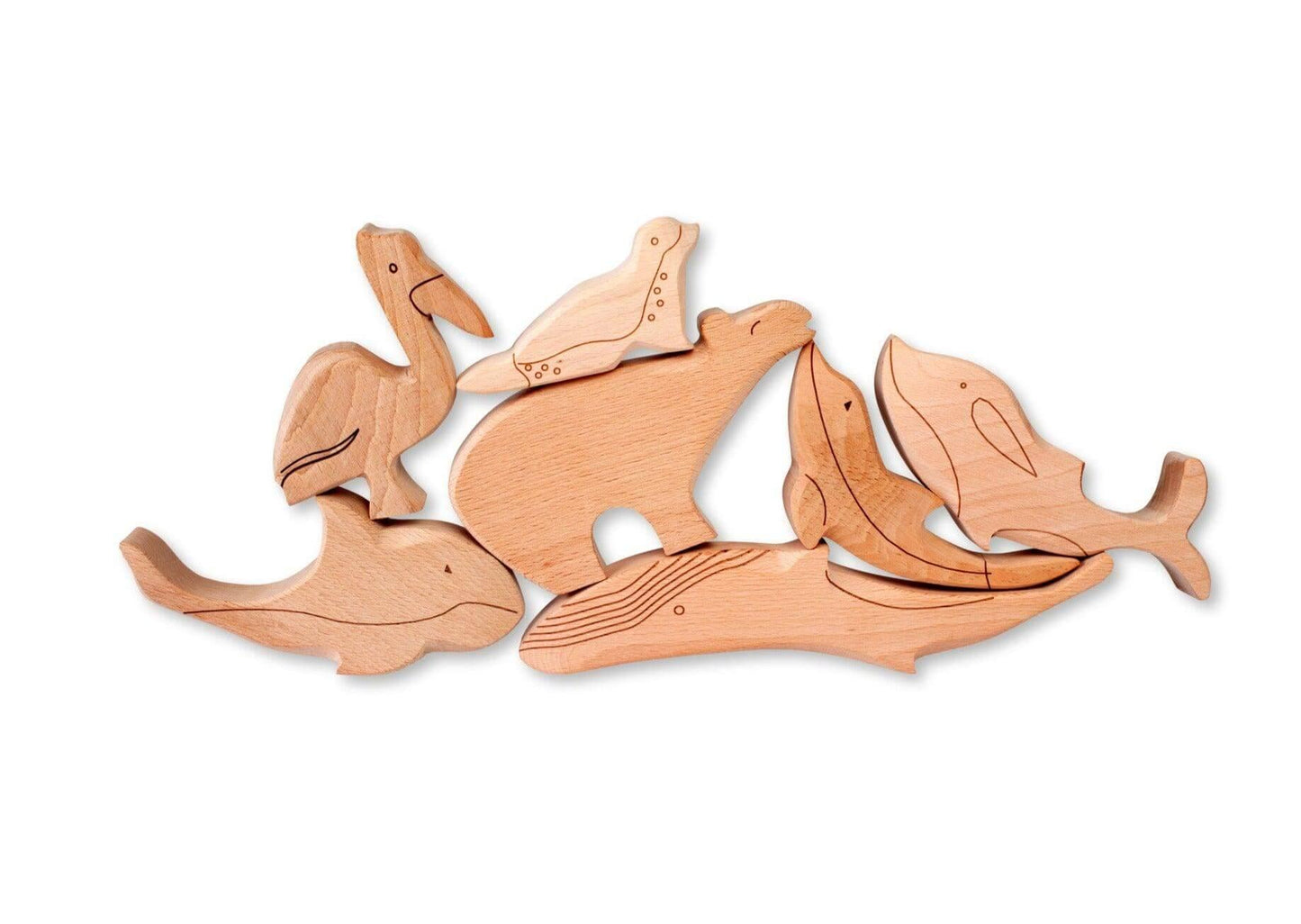 KIDS OCEAN ANIMALS | 5-Piece Wooden Ocean Animals Set - Disselt Designs