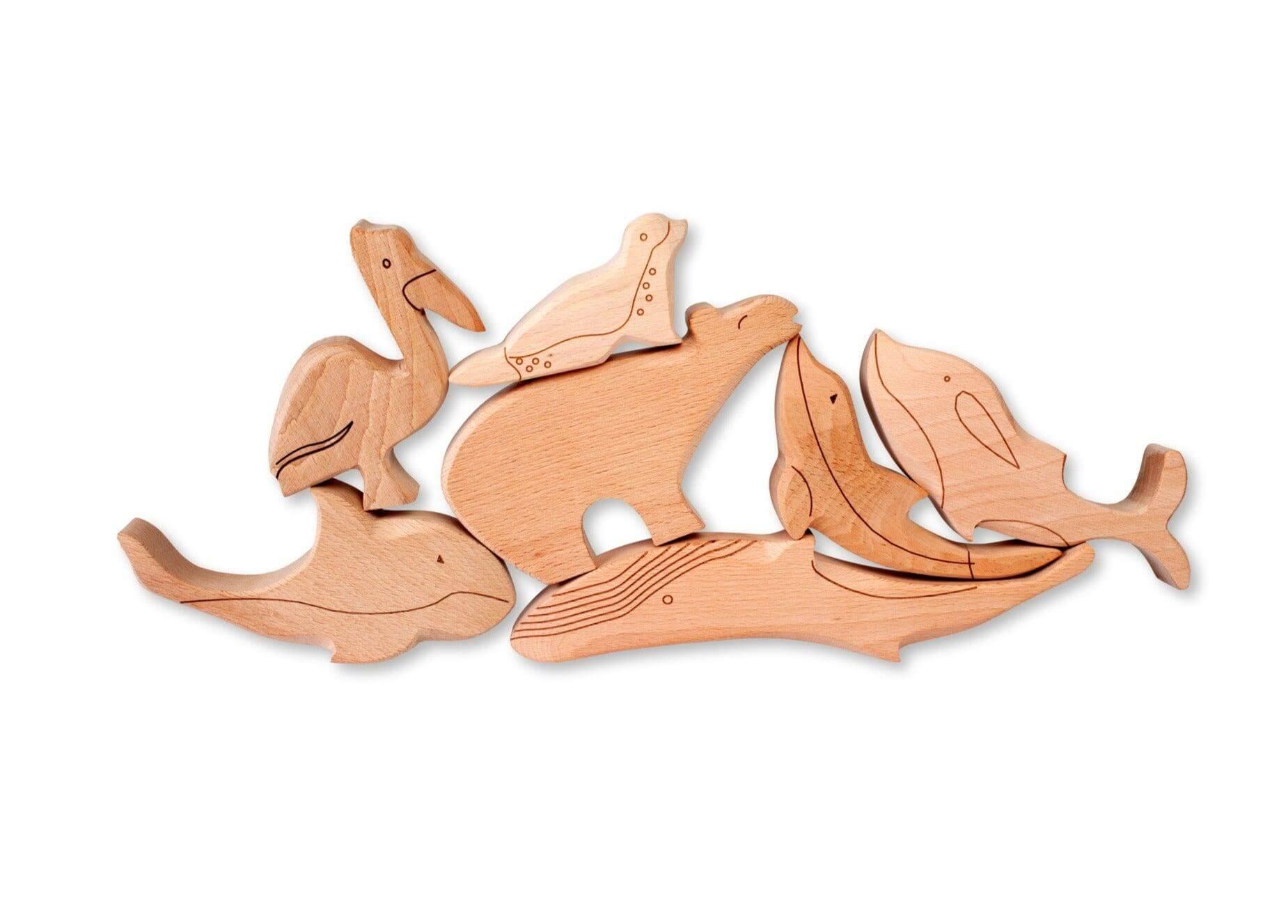 KIDS OCEAN ANIMALS | 5-Piece Wooden Ocean Animals Set - Disselt Designs