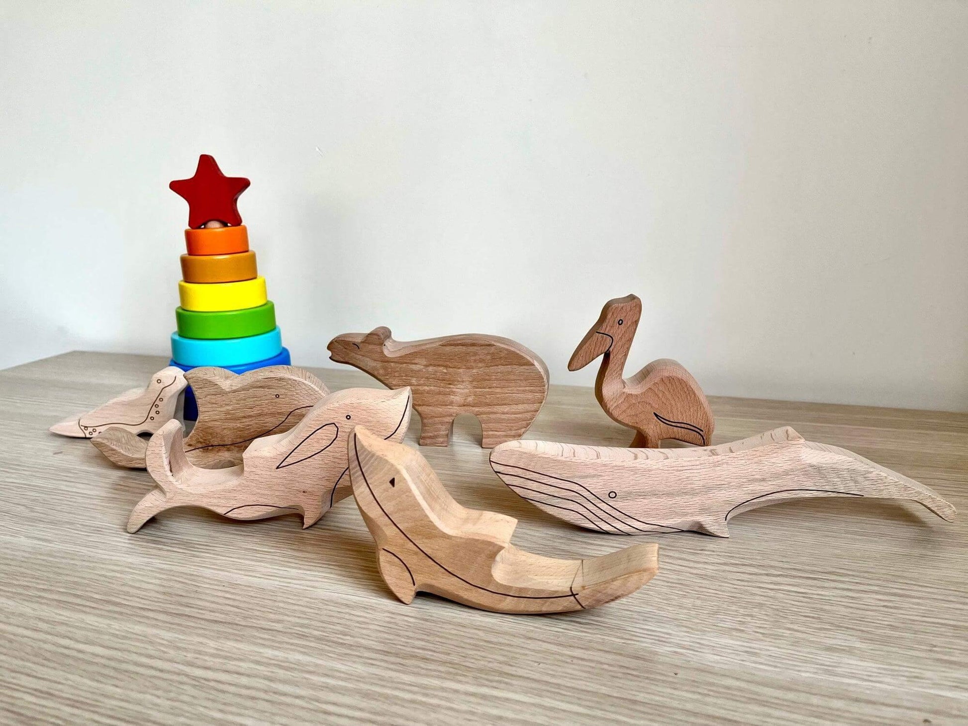 KIDS OCEAN ANIMALS | 5-Piece Wooden Ocean Animals Set - Disselt Designs