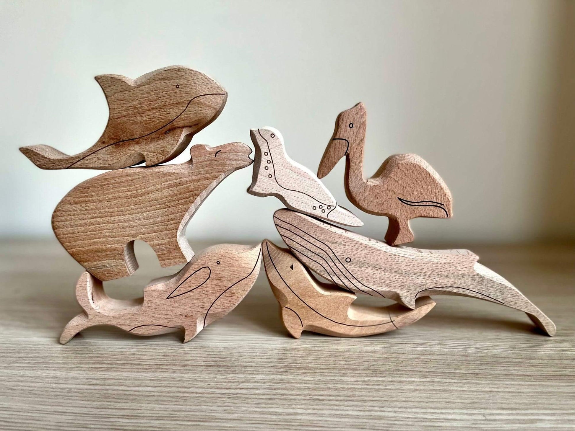 KIDS OCEAN ANIMALS | 5-Piece Wooden Ocean Animals Set - Disselt Designs