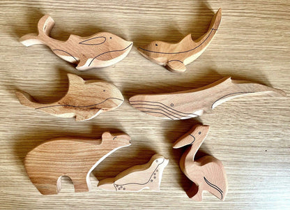 KIDS OCEAN ANIMALS | 5-Piece Wooden Ocean Animals Set - Disselt Designs