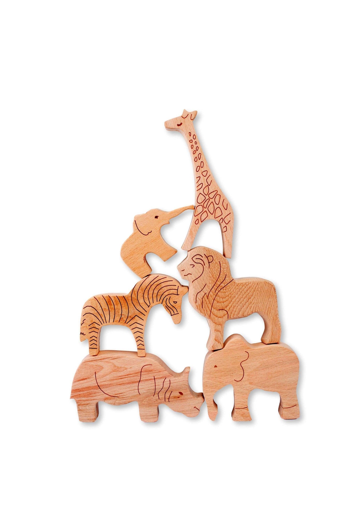 KIDS SAFARI | 6-Piece Wooden Safari Animals Set - Disselt Designs